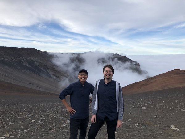 Zhibin and Maxim at Haleakalā summit